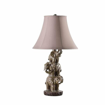 CLING 21 in. Wildlife 3 Stacked Elephants Polyresin Table Lamp, Brown Gray CL3116150